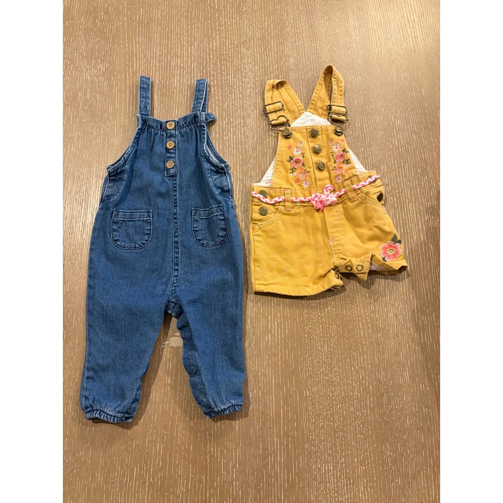 Baby Girls Overall Romper Lot Carter's Gymboree Denim Floral 6-9M EUC